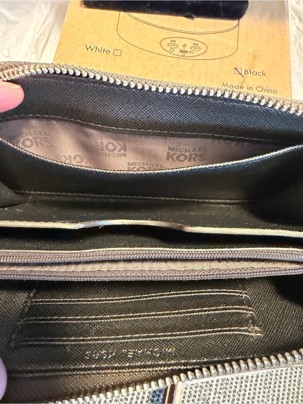 Michael Kors Metallic Bronze Logo Zip Wallet - Picture 8 of 11